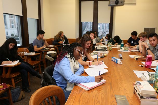 Students in a classroom at Columbia University