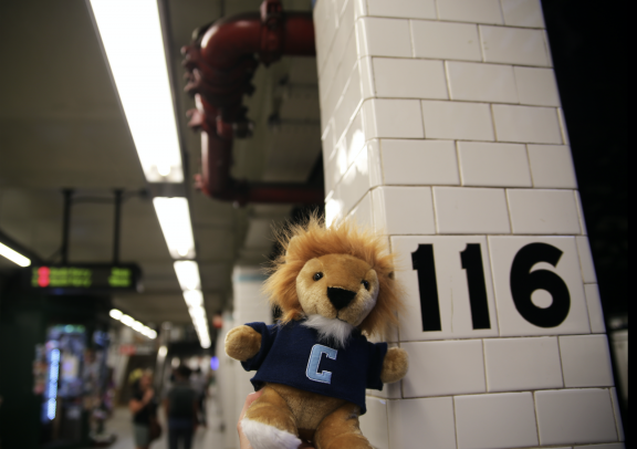 Roar-ee the Lion at the 116th Street–Columbia University MTA subway station